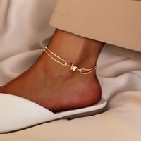 Retro Beach Butterfly Stainless Steel Plating Inlay Zircon 18k Gold Plated Silver Plated Women's Anklet sku image 6