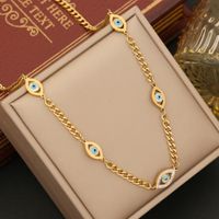 Stainless Steel 18K Gold Plated Elegant Lady Classic Style Plating Inlay Devil'S Eye Zircon Bracelets Earrings Necklace main image 5