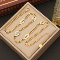 Stainless Steel 18K Gold Plated Elegant Lady Classic Style Plating Inlay Devil'S Eye Zircon Bracelets Earrings Necklace main image 4