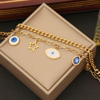 Stainless Steel 18K Gold Plated IG Style Retro Exaggerated Enamel Devil'S Eye Bracelets Earrings Necklace main image 5