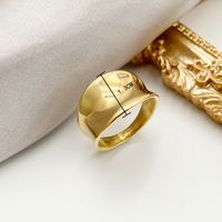 304 Stainless Steel 14K Gold Plated Simple Style Plating Solid Color Wide Band Ring main image 2