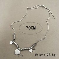 304 Stainless Steel Hip-Hop Modern Style Polishing Inlay Heart Shape Rhinestones Pendant Necklace main image 4