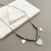 304 Stainless Steel Hip-Hop Modern Style Polishing Inlay Heart Shape Rhinestones Pendant Necklace main image 1