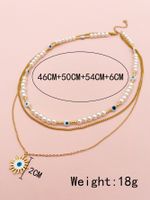 304 Stainless Steel Gold Plated Baroque Style Plating Sun Eye Pearl Beads Pendant Necklace main image 2