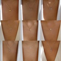 Ig Style Simple Style Cross Heart Shape Snake Alloy Plating Inlay Rhinestones Gold Plated Silver Plated Women's Necklace main image 1