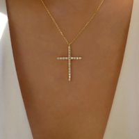 Ig Style Simple Style Cross Heart Shape Snake Alloy Plating Inlay Rhinestones Gold Plated Silver Plated Women's Necklace sku image 8