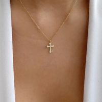 Ig Style Simple Style Cross Heart Shape Snake Alloy Plating Inlay Rhinestones Gold Plated Silver Plated Women's Necklace sku image 9