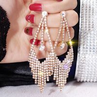 1 Pair Elegant Lady Geometric Plating Inlay Alloy Artificial Gemstones Drop Earrings main image 5