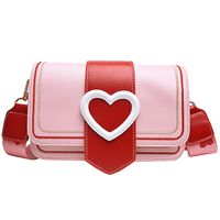 Women's Small Pu Leather Color Block Heart Shape Elegant Basic Streetwear Square Lock Clasp Shoulder Bag Crossbody Bag sku image 3