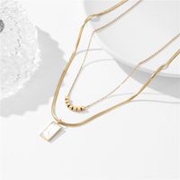 Simple Style Rectangle Titanium Steel Copper Plating Inlay Shell 18k Gold Plated Layered Necklaces main image 5