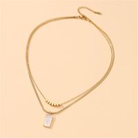 Simple Style Rectangle Titanium Steel Copper Plating Inlay Shell 18k Gold Plated Layered Necklaces main image 3