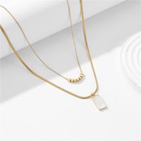 Simple Style Rectangle Titanium Steel Copper Plating Inlay Shell 18k Gold Plated Layered Necklaces main image 4