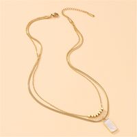 Simple Style Rectangle Titanium Steel Copper Plating Inlay Shell 18k Gold Plated Layered Necklaces main image 1