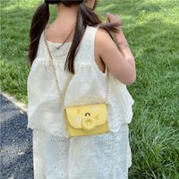 Girl's Pu Leather Letter Solid Color Cute Basic Buckle Shoulder Bag Crossbody Bag Chain Bag main image 5
