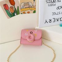 Girl's Pu Leather Letter Solid Color Cute Basic Buckle Shoulder Bag Crossbody Bag Chain Bag sku image 1