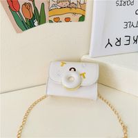 Girl's Pu Leather Letter Solid Color Cute Basic Buckle Shoulder Bag Crossbody Bag Chain Bag sku image 2