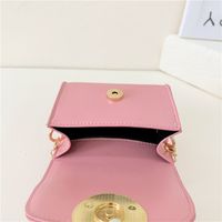 Girl's Pu Leather Letter Solid Color Cute Basic Buckle Shoulder Bag Crossbody Bag Chain Bag main image 2