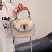Women's Pu Leather Color Block Elegant Classic Style Square Lock Clasp Shoulder Bag Handbag Crossbody Bag main image 4