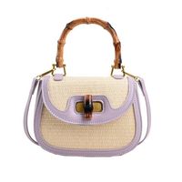 Women's Pu Leather Color Block Elegant Classic Style Square Lock Clasp Shoulder Bag Handbag Crossbody Bag sku image 2