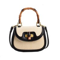 Women's Pu Leather Color Block Elegant Classic Style Square Lock Clasp Shoulder Bag Handbag Crossbody Bag sku image 3