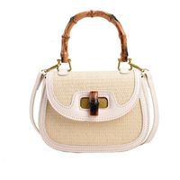 Women's Pu Leather Color Block Elegant Classic Style Square Lock Clasp Shoulder Bag Handbag Crossbody Bag sku image 1