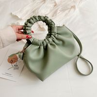 Women's Medium Pu Leather Solid Color Elegant Classic Style Bucket Open Shoulder Bag Handbag Crossbody Bag sku image 2