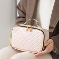 Women's Medium All Seasons Pu Leather Solid Color Elegant Square Zipper Cosmetic Bag main image 5