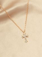 Ig Style Simple Style Cross Heart Shape Snake Alloy Plating Inlay Rhinestones Gold Plated Silver Plated Women's Necklace main image 7