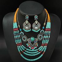 Retro Ethnic Style Geometric Alloy Seed Bead Inlay Glass Women's Earrings Necklace main image 2
