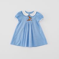 Vacation Plaid Cotton Girls Dresses sku image 3