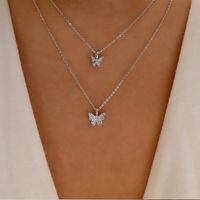 Ig Style Glam Water Droplets Eye Butterfly Gold Plated Silver Plated Rhinestones Alloy Wholesale Layered Necklaces sku image 2