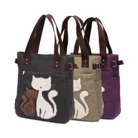 Women's Cute Cat Canvas Shopping Bags main image 6
