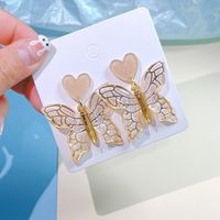 Sweet Heart Shape Butterfly Arylic Women's Drop Earrings sku image 1