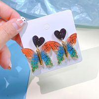 Sweet Heart Shape Butterfly Arylic Women's Drop Earrings sku image 2