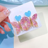 Sweet Heart Shape Butterfly Arylic Women's Drop Earrings sku image 6
