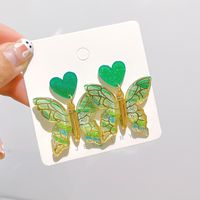Sweet Heart Shape Butterfly Arylic Women's Drop Earrings sku image 4