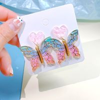 Sweet Heart Shape Butterfly Arylic Women's Drop Earrings sku image 7