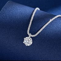 Simple Style Flower Sterling Silver Moissanite Necklace In Bulk main image 6