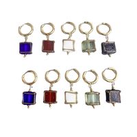 1 Pair Commute Square Inlay Stainless Steel Glass Drop Earrings main image 4
