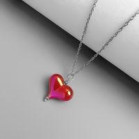 Einfacher Stil Herzform Rostfreier Stahl Aryl Kette Halskette Mit Anhänger sku image 1