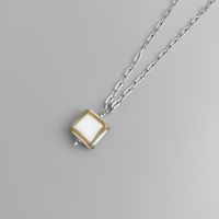 Retro Square Stainless Steel Inlay Glass Pendant Necklace sku image 5