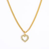 Glam Retro Sun Palm Heart Shape Copper 18k Gold Plated Zircon Pendant Necklace In Bulk main image 7