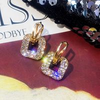1 Pair Fairy Style Square Plating Inlay Alloy Rhinestones Drop Earrings main image 3
