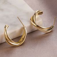 1 Pair Simple Style Solid Color Plating Alloy Ear Studs main image 4