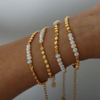 Simple Style Color Block Freshwater Pearl Copper Beaded Bracelets main image 3