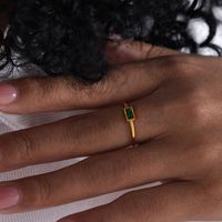 Simple Style Geometric Titanium Steel Glass Zircon Rings In Bulk sku image 20