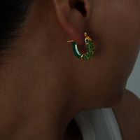 1 Pair Simple Style Solid Color Inlay Titanium Steel Rhinestones Earrings sku image 4