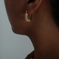 1 Paar Einfacher Stil Einfarbig Inlay Titan Stahl Strasssteine Ohrringe sku image 3