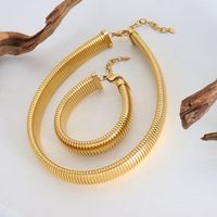 Wholesale Simple Style Solid Color Titanium Steel Plating Gold Plated Bracelets Necklace main image 5