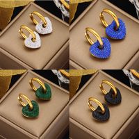 1 Pair Modern Style Heart Shape Plating Inlay Stainless Steel Artificial Gemstones Earrings main image 1